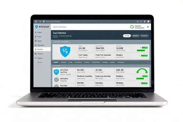 Laptop running antivirus security scan to remove viruses and malware