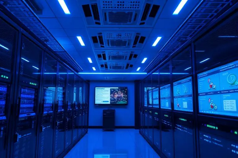 Modern server room with monitoring systems for managed IT services
