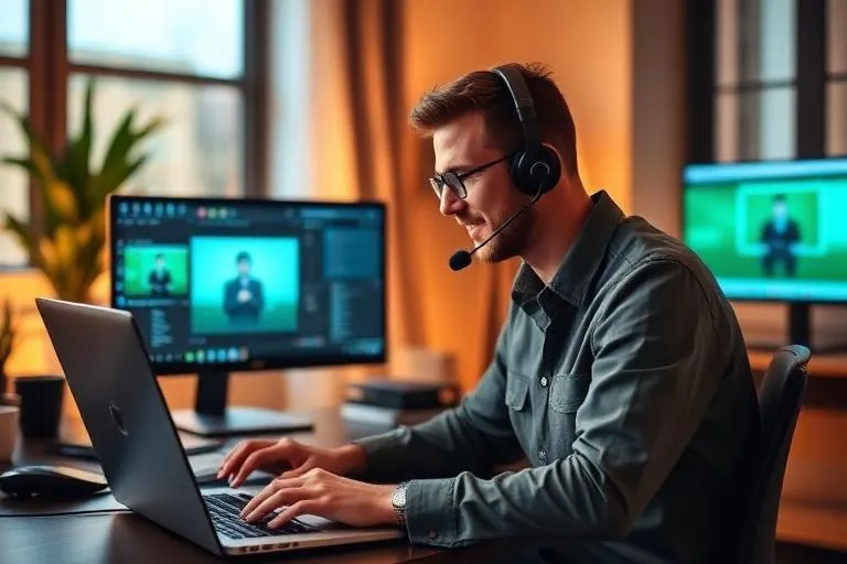 IT professional providing remote tech support with headset